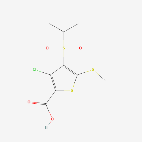 3-CHLORO-4-(ISOPROPYLSULFONYL)-5-(METHYLTHIO)THIOPHENE-2-CARBOXYLIC ACID chemical structure 3-CHLORO-4-(ISOPROPYLSULFONYL)-5-(METHYLTHIO)THIOPHENE-2-CARBOXYLIC ACID (CAS: 175202-23-0) - Chemical Structure and Molecular Formula
