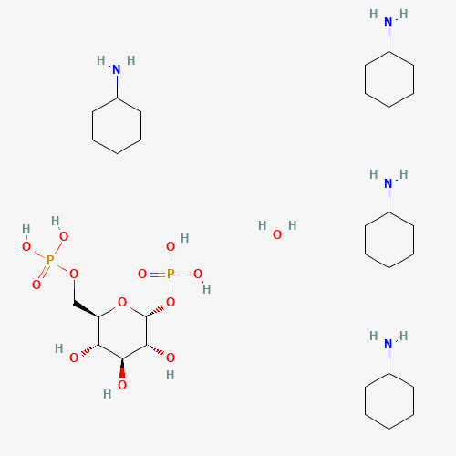 ALPHA-D-GLUCOSE 1,6-DIPHOSPHATE CYCLOHEXYLAMMONIUM SALT,HYDRATE chemical structure ALPHA-D-GLUCOSE 1,6-DIPHOSPHATE CYCLOHEXYLAMMONIUM SALT,HYDRATE (CAS: 71662-13-0) - Chemical Structure and Molecular Formula