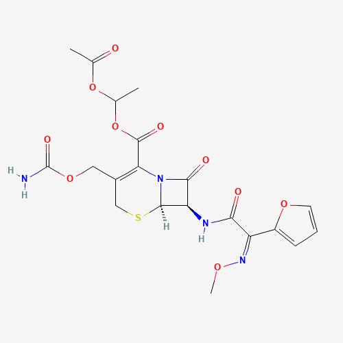 Cefuroxime 1-acetoxyethyl ester chemical structure Cefuroxime 1-acetoxyethyl ester (CAS: 64544-07-6) - Chemical Structure and Molecular Formula