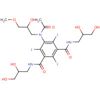 IODIXANOL  RELATED COMPOUND D  (50 MG)  (5-[ACETYL(2-HYDROXY-3-METHYLPROPYL)AMINO]-N,N'-BIS(2,3-DIHYDROXYPROPYL)2,4,6-TRIIODO-1,3-BENZE-NEDICARBOXAMIDE) (CAS: 89797-00-2) - Chemical Structure and Molecular Formula 