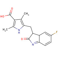 5-((Z)-(5-Fluoro-2-oxoindolin-3-ylidene)methyl)-2,4-dimethyl-1H-pyrrole-3-carboxylic acid chemical structure 5-((Z)-(5-Fluoro-2-oxoindolin-3-ylidene)methyl)-2,4-dimethyl-1H-pyrrole-3-carboxylic acid (CAS: 356068-93-4) - Chemical Structure and Molecular Formula