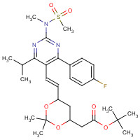 tert-Butyl 6-[(1E)-2-[4-(4-fluorophenyl)-6-(1-methylethyl)-2-[methyl(methylsulfonyl)amino]-5-pyrimidinyl]ethenyl]-2,2-dimethyl-1,3-dioxane-4-acetate (CAS: 289042-12-2) - Chemical Structure and Molecular Formula 