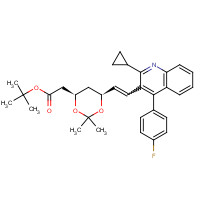 (4R,6S)-6-[(1E)-2-[2-Cyclopropyl-4-(4-fluorophenyl)-3-quinolinyl]ethenyl]-2,2-dimethyl-1,3-dioxane-4-acetic acid tert-butyl ester (CAS: 147489-06-3) - Chemical Structure and Molecular Formula 