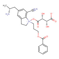 5-[(2R)-2-Aminopropyl]-1-[3-(benzoyloxy)propyl]-2,3-dihydro-1H-indole-7-carbonitrile (2R,3R)-2,3-dihydroxybutanedioate (CAS: 239463-85-5) - Chemical Structure and Molecular Formula 