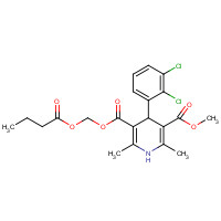 Methyl (1-oxobutoxy)methyl 4-(2,3-dichlorophenyl)-1,4-dihydro-2,6-dime thyl-3,5-pyridinedicarboxylate (CAS: 167221-71-8) - Chemical Structure and Molecular Formula 