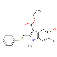 Ethyl 6-bromo-5-hydroxy-1-methyl-2-[(phenylsulfanyl)methyl]-1H-indole-3-carboxylate (CAS: 131707-24-9) - Chemical Structure and Molecular Formula 
