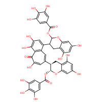 [(2R,3R)-3-[1-[5,7-dihydroxy-2-(3,4,5-trihydroxybenzoyl)oxy-chroman-3-yl]-3,4,6-trihydroxy-5-oxo-benzo[7]annulen-8-yl]-5,7-dihydroxy-chroman-2-yl] 3,4,5-trihydroxybenzoate (CAS: 30462-35-2) - Chemical Structure and Molecular Formula 
