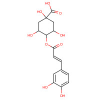 4-{[(2E)-3-(3,4-Dihydroxyphenyl)-2-propenoyl]oxy}-1,3,5-trihydroxycyclohexanecarboxylic acid (CAS: 905-99-7) - Chemical Structure and Molecular Formula 