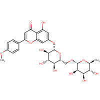 5-Hydroxy-2-(4-methoxyphenyl)-4-oxo-4H-chromen-7-yl 6-O-(6-deoxy-a-L-mannopyranosyl)-b-D-glucopyranoside (CAS: 480-36-4) - Chemical Structure and Molecular Formula 
