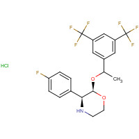 (2R,3S)-2-{(1R)-1-[3,5-BIS(TRIFLUOROMETHYL)PHENYL]ETHOXY}-3-(4-FLUOROPHENYL)MORPHOLINE HYDROCHLORIDE (CAS: 171482-05-6) - Chemical Structure and Molecular Formula 