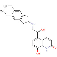 5-(2-(5,6-Diethylindan-2-ylamino)-1-hydroxyethyl)-8-hydroxy-1H-quinolin-2-one (CAS: 889852-02-2) - Chemical Structure and Molecular Formula 