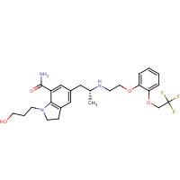 1-(3-Hydroxypropyl)-5-[(2R)-2-({2-[2-(2,2,2-trifluoroethoxy)phenoxy]ethyl}amino)propyl]-7-indolinecarboxamide (CAS: 160970-64-9) - Chemical Structure and Molecular Formula 