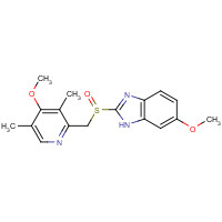 6-Methoxy-2-{(S)-[(4-methoxy-3,5-dimethyl-2-pyridinyl)methyl]sulfinyl}-1H-benzimidazole (CAS: 119141-88-7) - Chemical Structure and Molecular Formula 