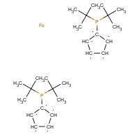 1,1'-BIS(DI-TERT-BUTYLPHOSPHINO)FERROCENE (CAS: 84680-95-5) - Chemical Structure and Molecular Formula 