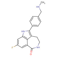 8-FLUOR-2-{4-[(METHYLAMINO)METHYL]FENYL}-1,3,4,5-TETRAHYDRO-6HAZEPINO[5,4,3-CD]INDOOL-6-ON (CAS: 283173-50-2) - Chemical Structure and Molecular Formula 