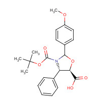 (4S,5R)-3-(tert-Butoxycarbonyl)-2-(4-methoxyphenyl)-4-phenyloxazolidine-5-carboxylic acid (CAS: 196404-55-4) - Chemical Structure and Molecular Formula 