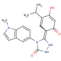 (5Z)-5-(4-hydroxy-6-oxo-3-propan-2-ylcyclohexa-2,4-dien-1-ylidene)-4-(1-methylindol-5-yl)-1,2,4-triazolidin-3-one (CAS: 888216-25-9) - Chemical Structure and Molecular Formula 