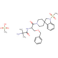 2-amino-2-methyl-N-[(2R)-1-(1-methylsulfonylspiro[2H-indole-3,4&apos;-piperidine]-1&apos;-yl)-1-oxo-3-phenylmethoxypropan-2-yl]propanamide;methanesulfonic acid (CAS: 159752-10-0) - Chemical Structure and Molecular Formula 