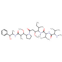 (2S)-N-[(2S)-1-[[(3R,5S)-1-[(2S)-2-[(1R,2R)-3-[[(1S,2R)-1-hydroxy-1-phenylpropan-2-yl]amino]-1-methoxy-2-methyl-3-oxopropyl]pyrrolidin-1-yl]-3-methoxy-5-methyl-1-oxoheptan-4-yl]-methylamino]-3-methyl-1-oxobutan-2-yl]-3-methyl-2-(methylamino)butanamide (CAS: 474645-27-7) - Chemical Structure and Molecular Formula 