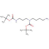 tert-butyl N-(4-aminobutyl)-N-[3-[(2-methylpropan-2-yl)oxycarbonylamino]propyl]carbamate (CAS: 85503-20-4) - Chemical Structure and Molecular Formula 