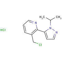 3-(chloromethyl)-2-(2-propan-2-ylpyrazol-3-yl)pyridine;hydrochloride chemical structure 3-(chloromethyl)-2-(2-propan-2-ylpyrazol-3-yl)pyridine;hydrochloride (CAS: 1446321-95-4) - Chemical Structure and Molecular Formula