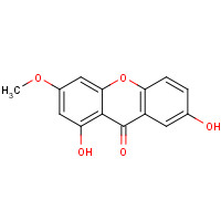 1,7-dihydroxy-3-methoxyxanthen-9-one (CAS: 437-50-3) - Chemical Structure and Molecular Formula 