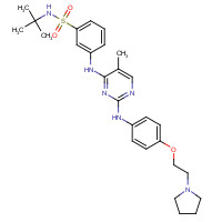 N-tert-butyl-3-[[5-methyl-2-[4-(2-pyrrolidin-1-ylethoxy)anilino]pyrimidin-4-yl]amino]benzenesulfonamide (CAS: 936091-26-8) - Chemical Structure and Molecular Formula 