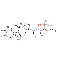 [(3R,4S,6R)-2,4-dihydroxy-6-[(5R,8S,9S,10S,11S,14R)-11-hydroxy-4,4,8,10,14-pentamethyl-3-oxo-1,2,5,6,7,9,11,12,15,16-decahydrocyclopenta[a]phenanthren-17-yl]-2-methylheptan-3-yl] acetate (CAS: 18674-16-3) - Chemical Structure and Molecular Formula 