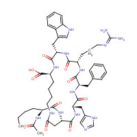 (3S,6S,9R,12S,15S,23S)-15-[[(2S)-2-acetamidohexanoyl]amino]-9-benzyl-6-[3-(diaminomethylideneamino)propyl]-12-(1H-imidazol-5-ylmethyl)-3-(1H-indol-3-ylmethyl)-2,5,8,11,14,17-hexaoxo-1,4,7,10,13,18-hexazacyclotricosane-23-carboxylic acid (CAS: 189691-06-3) - Related Chemical Product