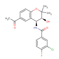 N-[(3S,4S)-6-acetyl-3-hydroxy-2,2-dimethyl-3,4-dihydrochromen-4-yl]-3-chloro-4-fluorobenzamide (CAS: 175013-84-0) - Chemical Structure and Molecular Formula 