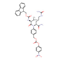 [4-[[(2S)-1-amino-5-(carbamoylamino)-1-oxopentan-2-yl]-[(2S)-2-(9H-fluoren-9-ylmethoxycarbonylamino)-3-methylbutanoyl]amino]phenyl]methyl (4-nitrophenyl) carbonate (CAS: 863971-53-3) - Chemical Structure and Molecular Formula 