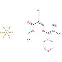 [[(Z)-(1-cyano-2-ethoxy-2-oxoethylidene)amino]oxy-morpholin-4-ylmethylidene]-dimethylazanium;hexafluorophosphate (CAS: 1075198-30-9) - Chemical Structure and Molecular Formula 