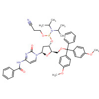N-[1-[(2R,4S,5R)-5-[[bis(4-methoxyphenyl)-phenylmethoxy]methyl]-4-[2-cyanoethoxy-[di(propan-2-yl)amino]phosphanyl]oxyoxolan-2-yl]-2-oxopyrimidin-4-yl]benzamide (CAS: 102212-98-6) - Chemical Structure and Molecular Formula 