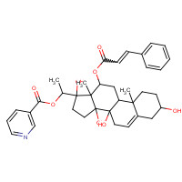 [(1S)-1-[(3S,8S,9R,10R,12R,13R,14R,17S)-3,8,14,17-tetrahydroxy-10,13-dimethyl-12-[(E)-3-phenylprop-2-enoyl]oxy-1,2,3,4,7,9,11,12,15,16-decahydrocyclopenta[a]phenanthren-17-yl]ethyl] pyridine-3-carboxylate (CAS: 41060-37-1) - Chemical Structure and Molecular Formula 