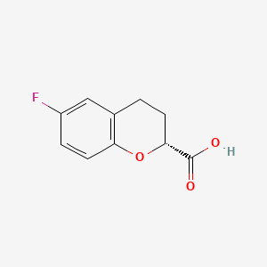 (R)-6-Fluorochroman-2-carboxylic acid chemical structure (R)-6-Fluorochroman-2-carboxylic acid (CAS: 129101-37-7) - Chemical Structure and Molecular Formula