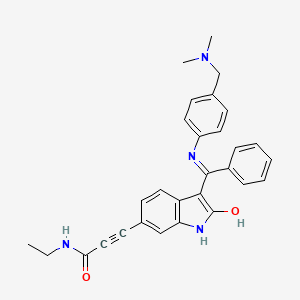 (Z)-3-(3-(((4-((dimethylamino)methyl)phenyl)amino)(phenyl)methylene)-2-oxoindolin-6-yl)-N-ethylpropiolamide (CAS: 1207293-36-4) - Chemical Structure and Molecular Formula 