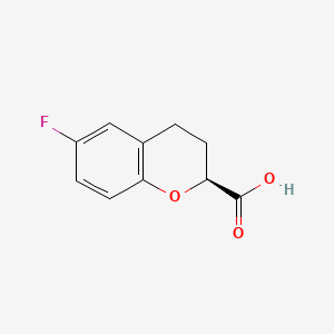 2H-1-Benzopyran-2-carboxylic acid, 6-fluoro-3,4-dihydro-, (2S)- (CAS: 129101-36-6) - Chemical Structure and Molecular Formula 