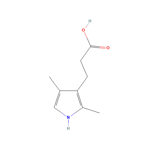 2,4-Dimethyl-3-pyrrolepropionic acid (CAS: 54474-50-9) - Chemical Structure and Molecular Formula 