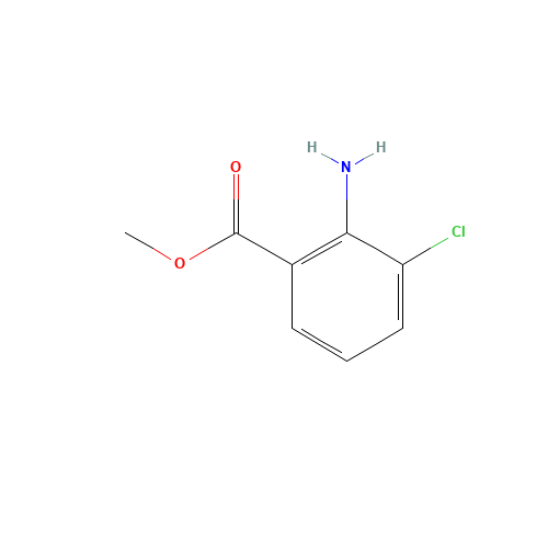 Methyl 2-amino-3-chlorobenzoate (CAS: 77820-58-7) - Chemical Structure and Molecular Formula 