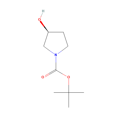 (S)-1-N-Boc-3-Hydroxypyrrolidine (CAS: 101469-92-5) - Chemical Structure and Molecular Formula 