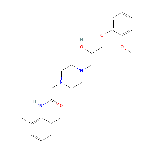 Ranolazine (CAS: 95635-55-5) - Chemical Structure and Molecular Formula 