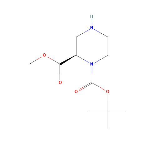 (R)-1-N-Boc-piperazine-2-carboxylic acid methyl ester (CAS: 252990-05-9) - Chemical Structure and Molecular Formula 