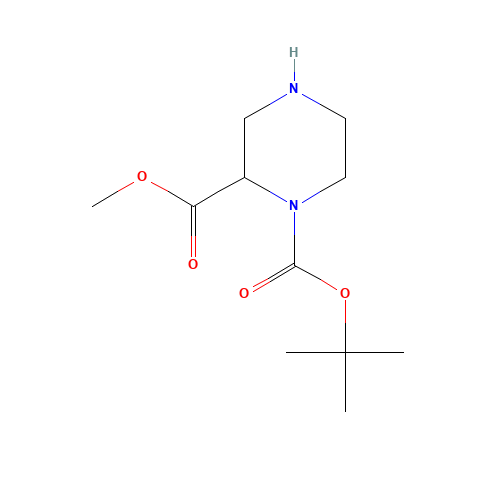 1-N-BOC-piperazine-2-carboxylic acid methyl ester (CAS: 129799-15-1) - Chemical Structure and Molecular Formula 