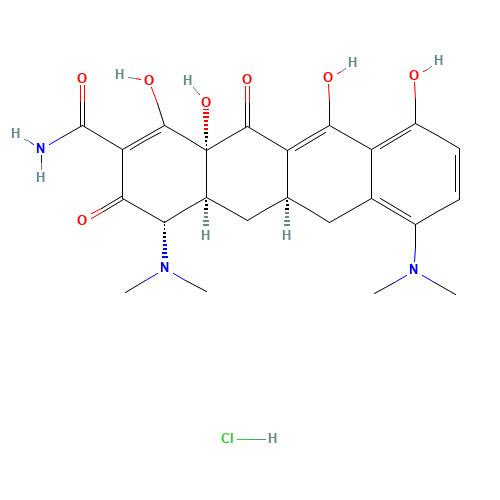 Minocycline hydrochloride (CAS: 13614-98-7) - Chemical Structure and Molecular Formula 