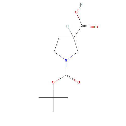 1-(tert-butoxycarbonyl)pyrrolidine-3-carboxylic acid (CAS: 59378-75-5) - Chemical Structure and Molecular Formula 