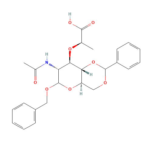 Benzyl N-acetyl-4,6-O-benzylidenemuramic acid (CAS: 74842-55-0) - Chemical Structure and Molecular Formula 