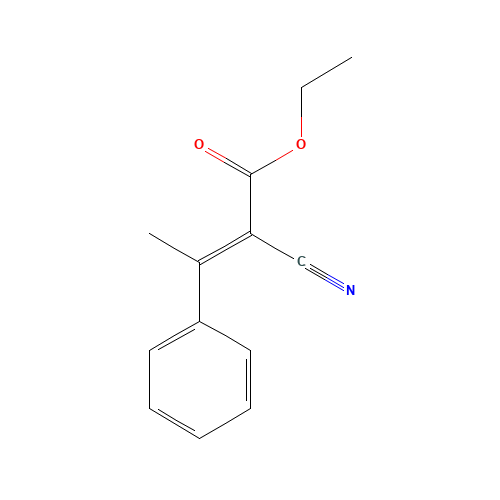 (E)-ethyl 2-cyano-3-phenylbut-2-enoate (CAS: 18300-89-5) - Chemical Structure and Molecular Formula 