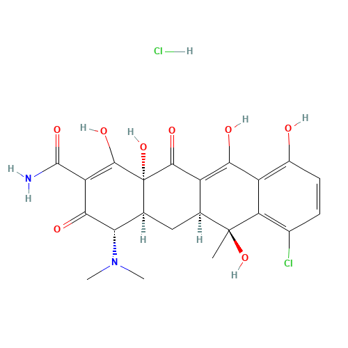 Chlortetracycline hydrochloride (CAS: 64-72-2) - Chemical Structure and Molecular Formula 