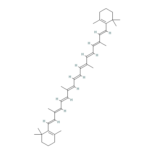beta-Carotene (CAS: 7235-40-7) - Chemical Structure and Molecular Formula 
