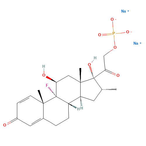 Dexamethasone 21-phosphate disodium salt (CAS: 2392-39-4) - Chemical Structure and Molecular Formula 
